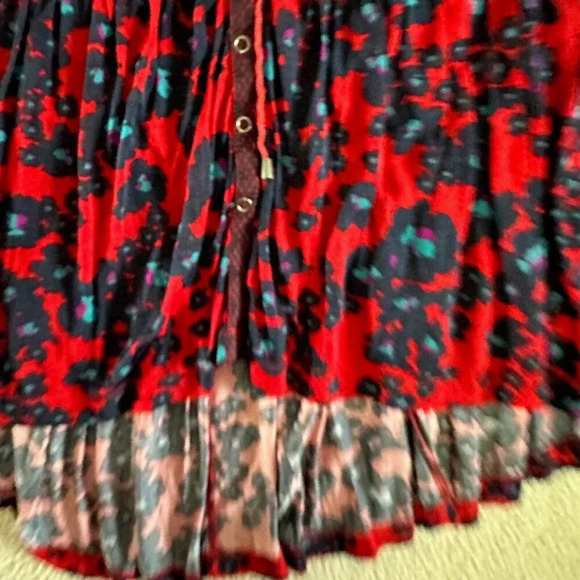 Free People Top Love Letter Mini Dress Merlot Tunic Combo Oversized - Picture 7 of 16